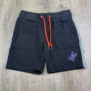 Psycho Bunny Keswick Mens Black Stretch Drawstring Comfort Sweat Shorts Size M